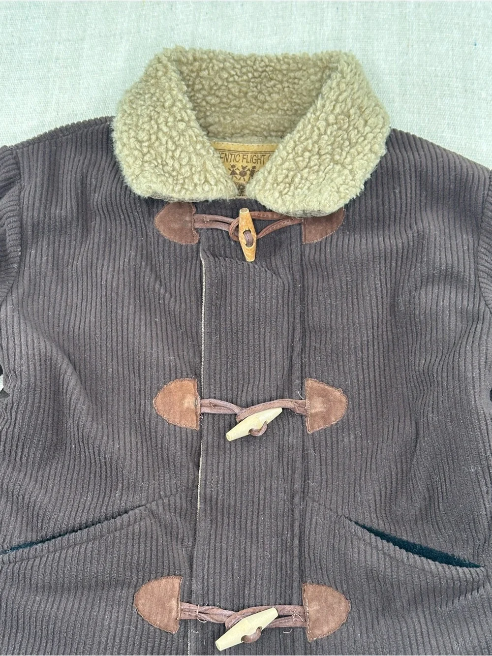 Corky & Company Vintage Kids Brown Corduroy Sherpa Lined Toggle Coat Jacket 4-5T